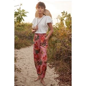 Farm Rio, Anthropology Floral High Waist Esperanza Pants - Size S